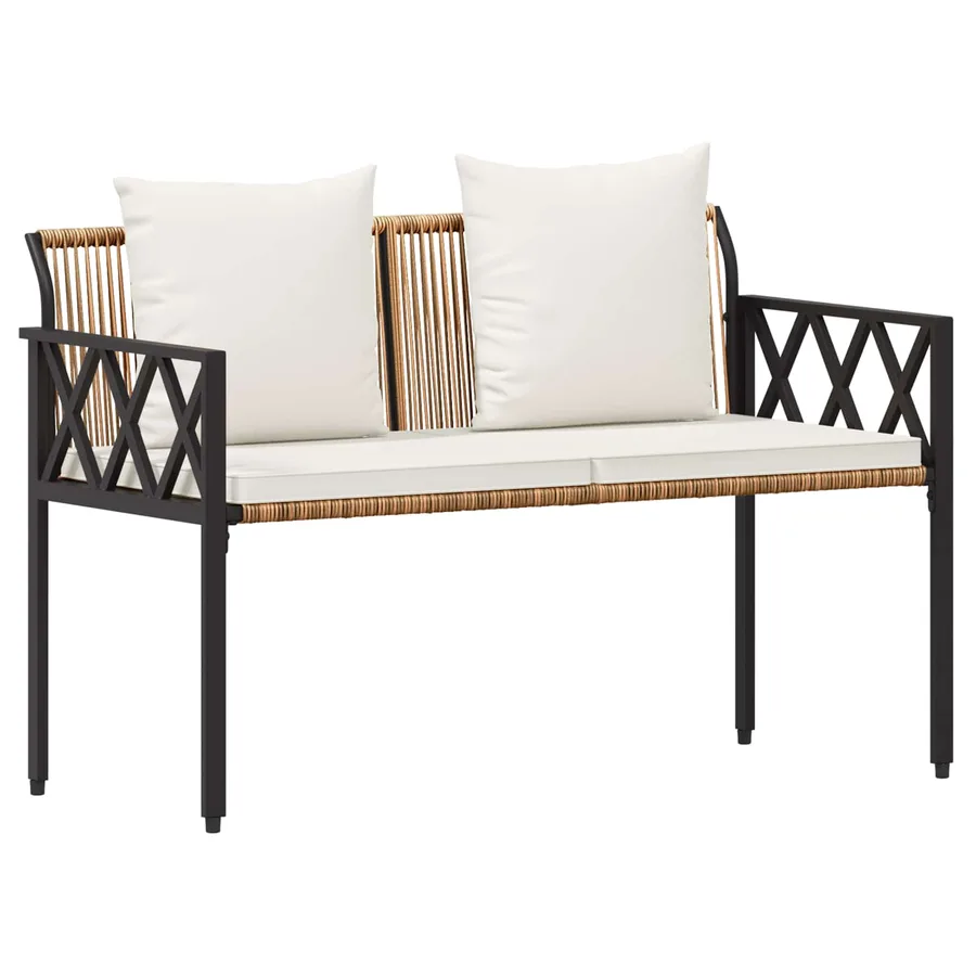 Ensemble de meubles d'extérieur 4 pcs Marron et crème blanche - 5