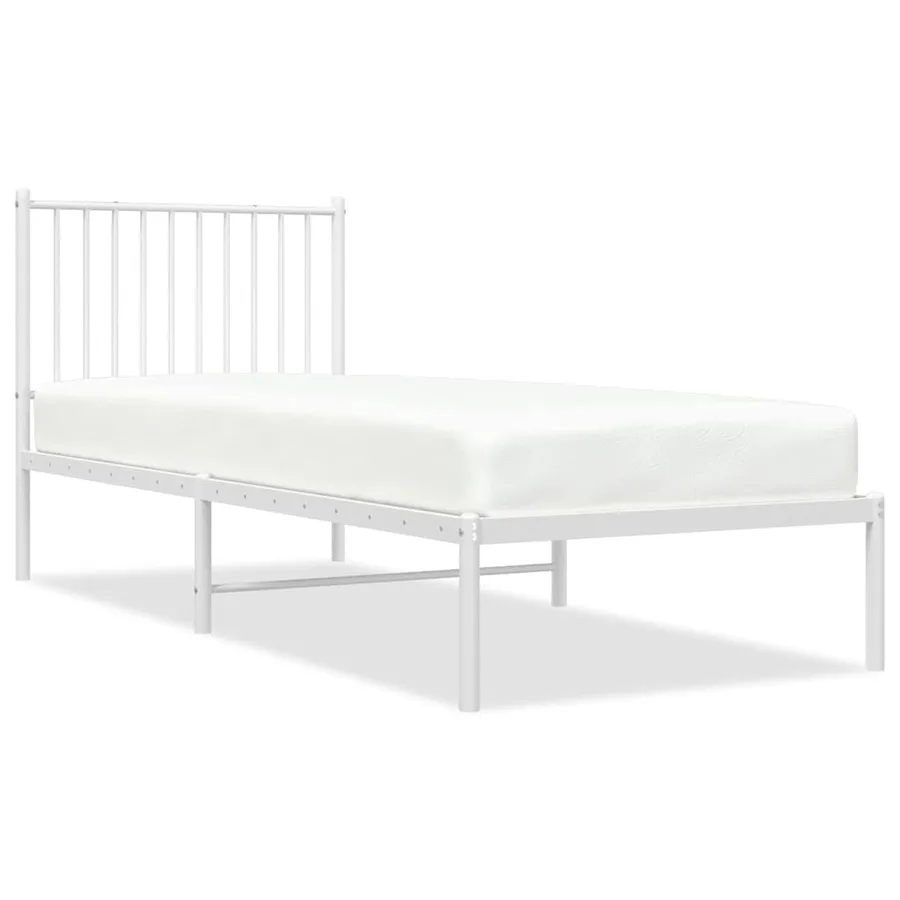 Cadre de lit métal sans matelas avec tête de lit blanc 80x200cm - 2