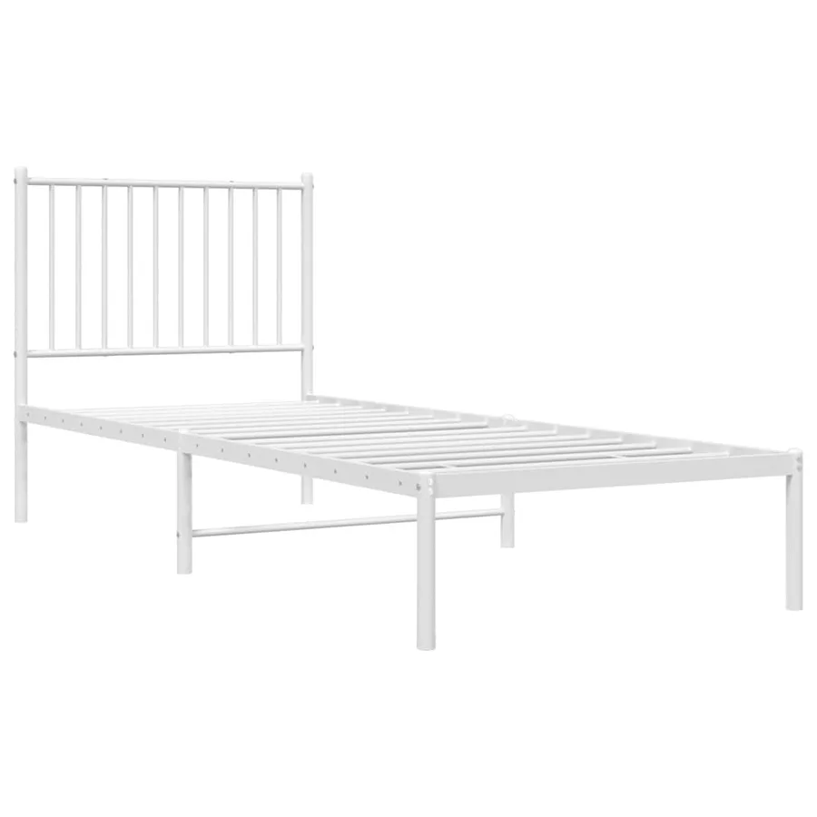 Cadre de lit métal sans matelas avec tête de lit blanc 80x200cm - 3