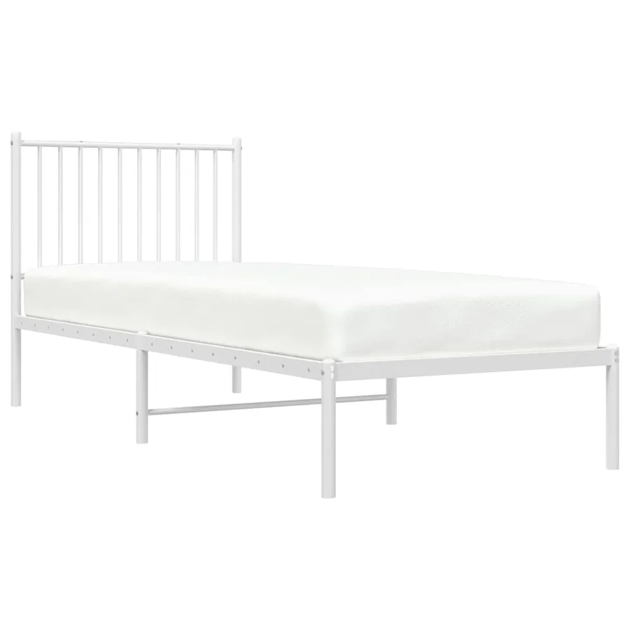 Cadre de lit métal sans matelas avec tête de lit blanc 80x200cm - 4