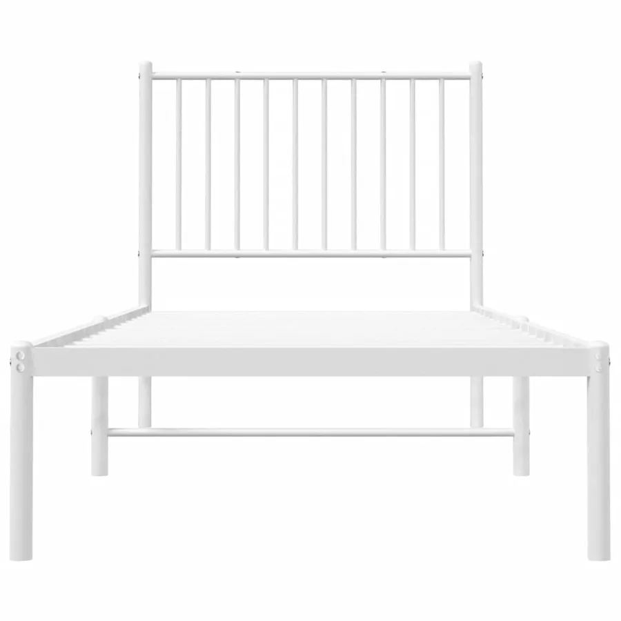 Cadre de lit métal sans matelas avec tête de lit blanc 80x200cm - 5