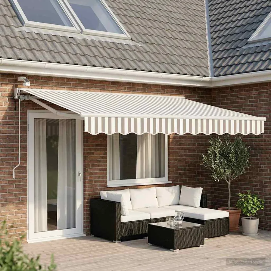 Auvent rétractable électrique Gris clair et blanc 4 x 2 m - 3