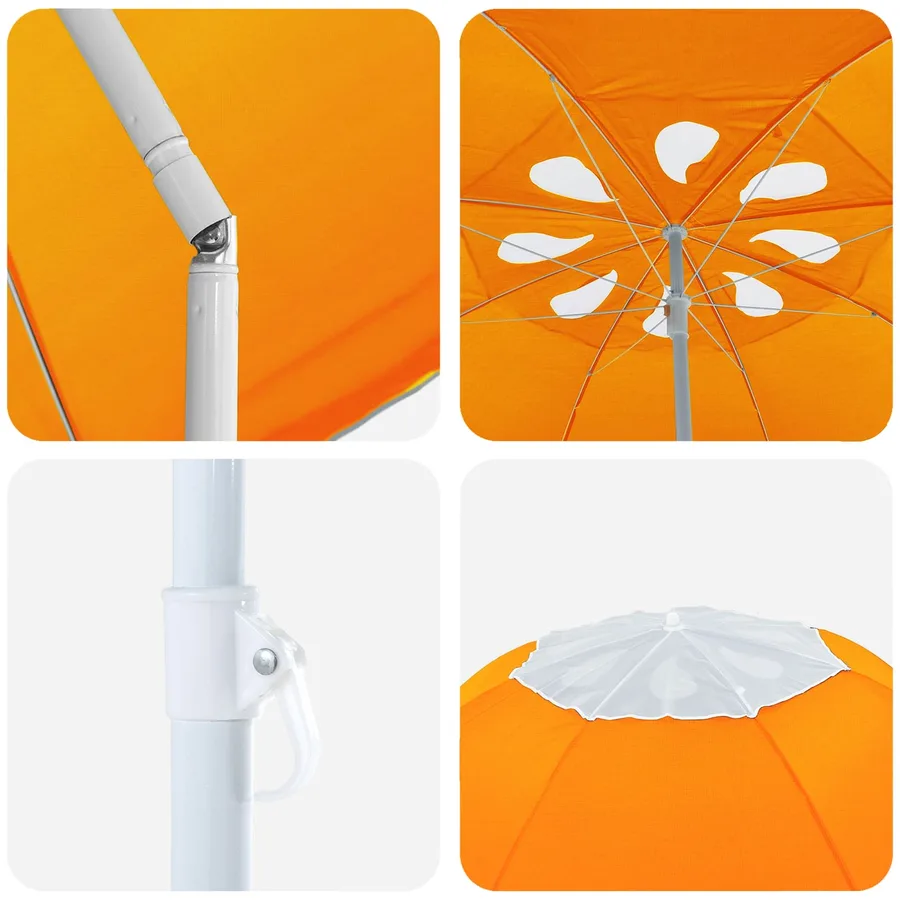 Parasol de jardin 160 cm polyester 170T Orange - 4
