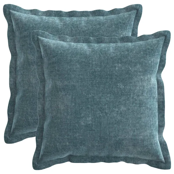 Housse de coussin 2 pcs HOUTEN Bleu 50 x 50 cm Tissu Chenille
