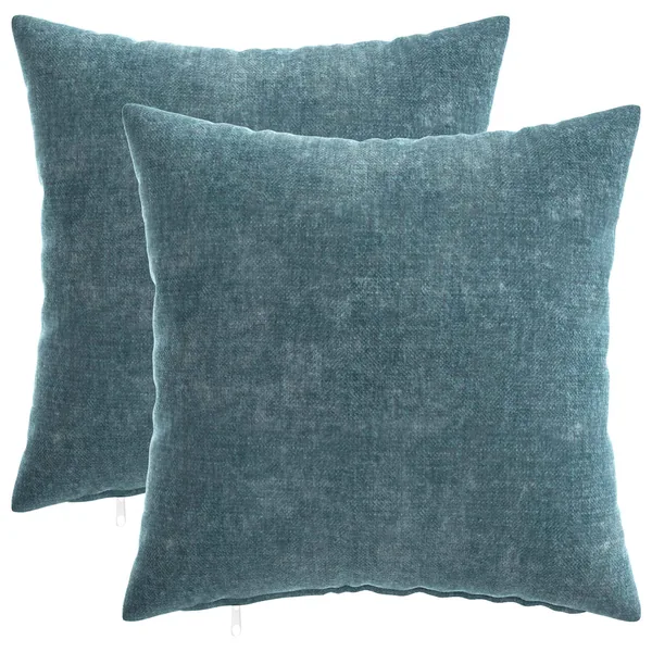 Housse de coussin 2 pcs HEERLEN Bleu 40 x 40 cm Tissu Chenille