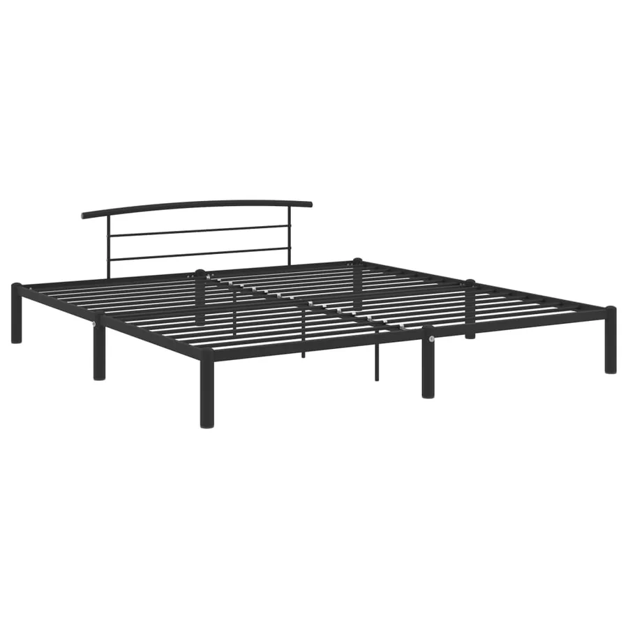 Cadre de lit sans matelas noir métal 200x200 cm - 2