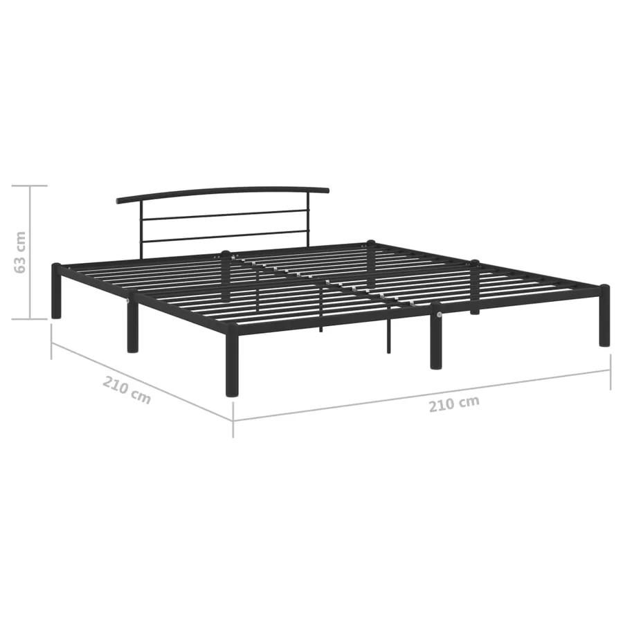 Cadre de lit sans matelas noir métal 200x200 cm - 7