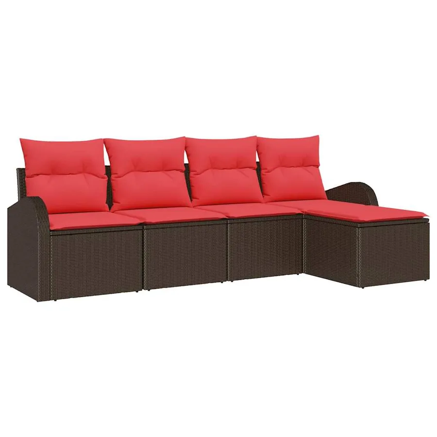 Ensemble de Canapés 5 pcs Marron et rouge polyrotin - 2