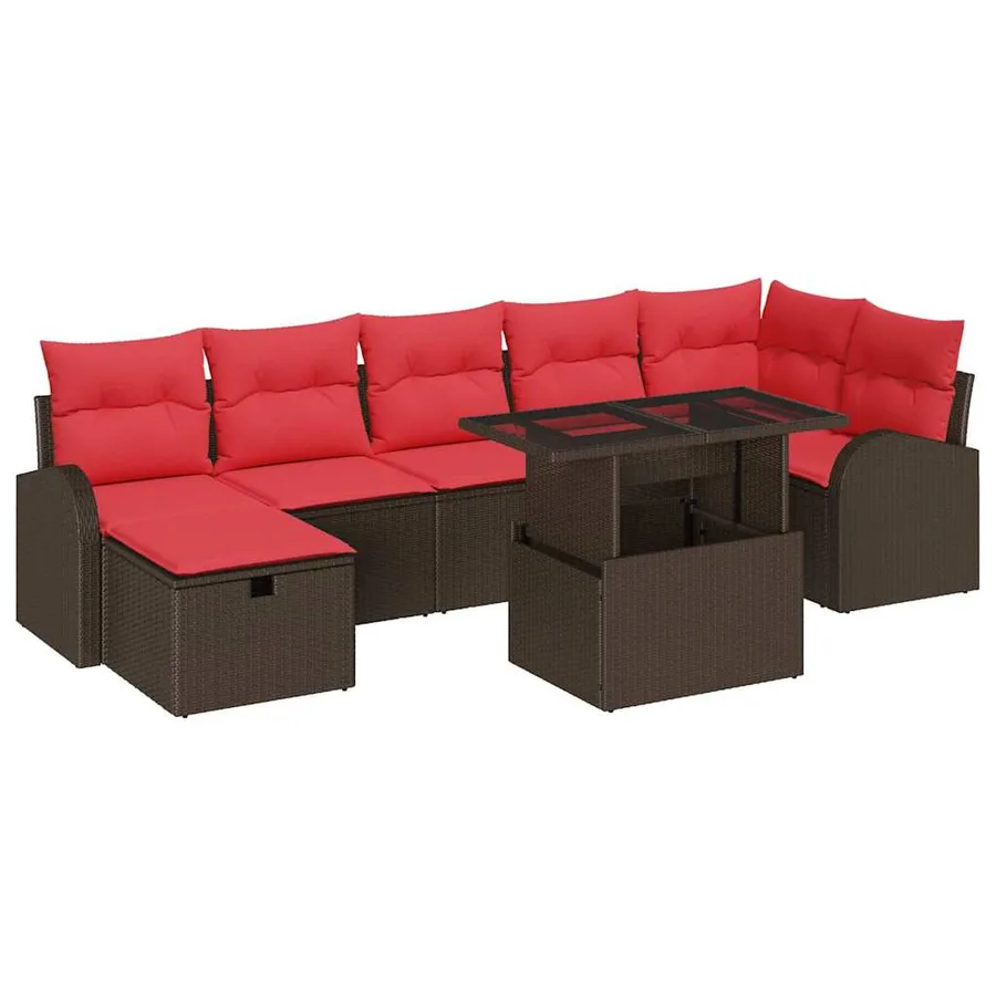 Ensemble de canapé de jardin 8 pcs Marron Poly rotin - 2