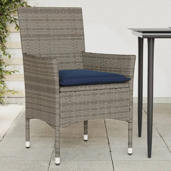 Chaises de jardin avec coussins lot de 2 gris résine tressée