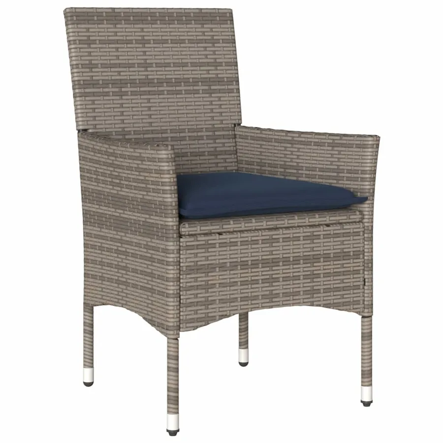Chaises de jardin avec coussins lot de 2 gris résine tressée - 4