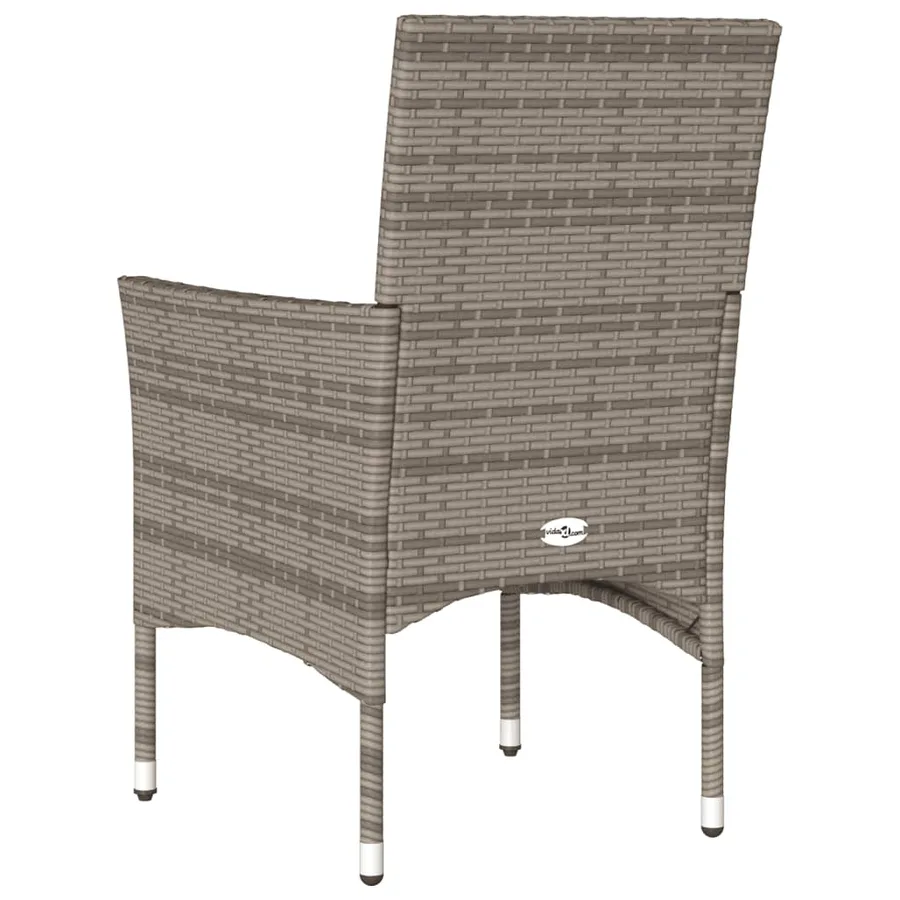 Chaises de jardin avec coussins lot de 2 gris résine tressée - 7