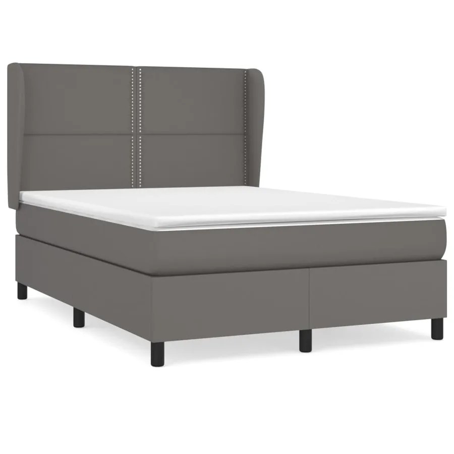 Sommier à lattes de lit avec matelas Gris 140x200 cm Similicuir - 2