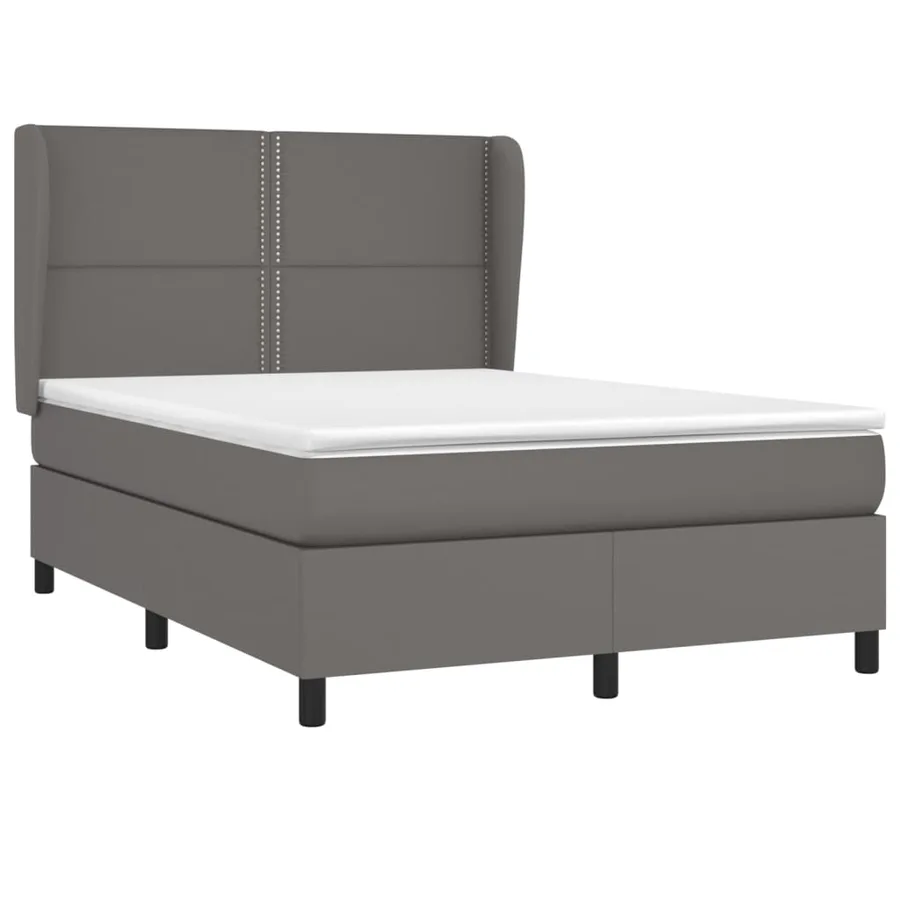 Sommier à lattes de lit avec matelas Gris 140x200 cm Similicuir - 3