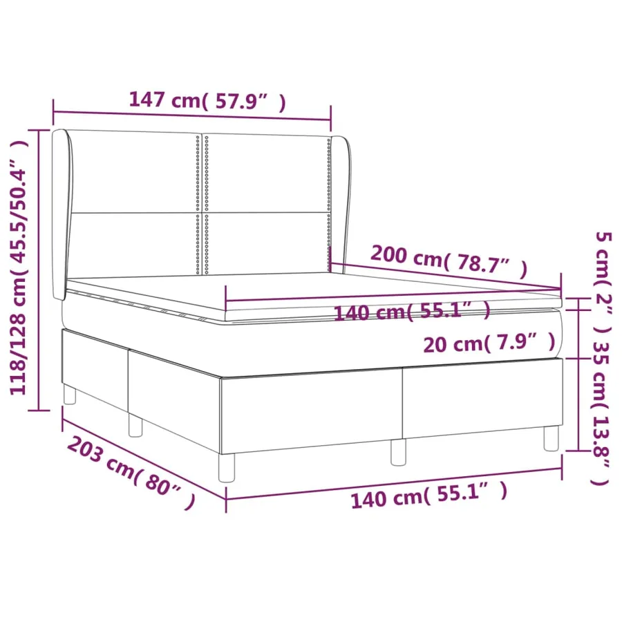 Sommier à lattes de lit avec matelas Gris 140x200 cm Similicuir - 7