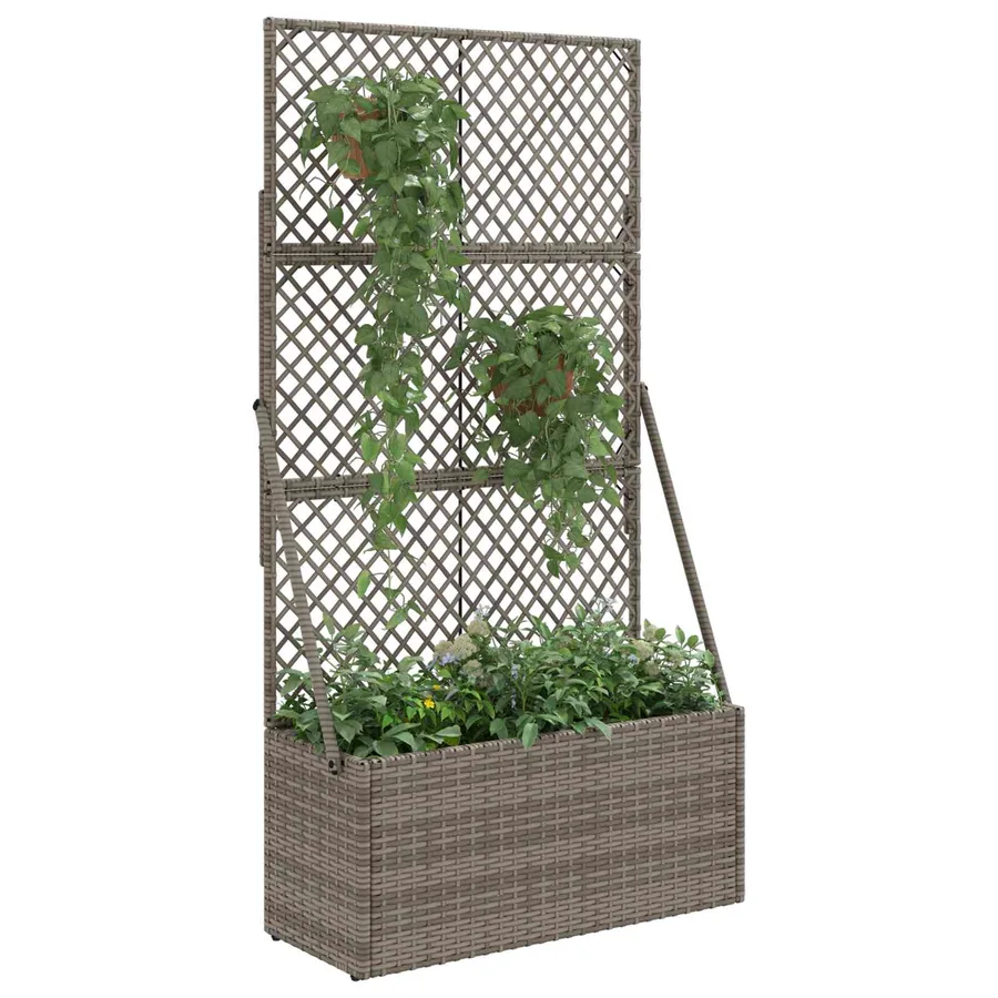 Bac à fleurs avec Treillis Gris 70 x 30 x 135 cm polyrotin - 3