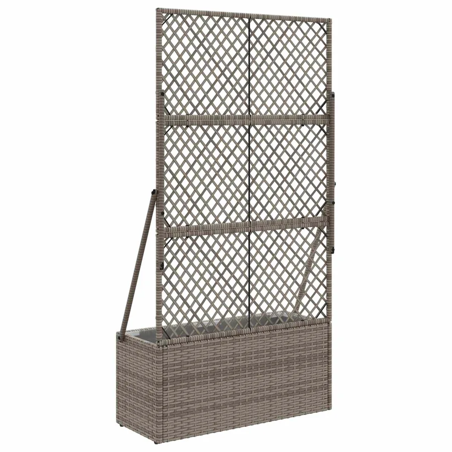Bac à fleurs avec Treillis Gris 70 x 30 x 135 cm polyrotin - 6