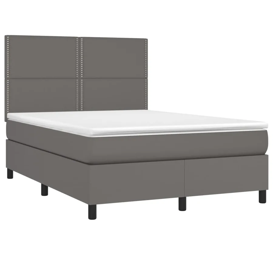 Sommier à lattes de lit avec matelas et LED Gris 140x190 cm - 3