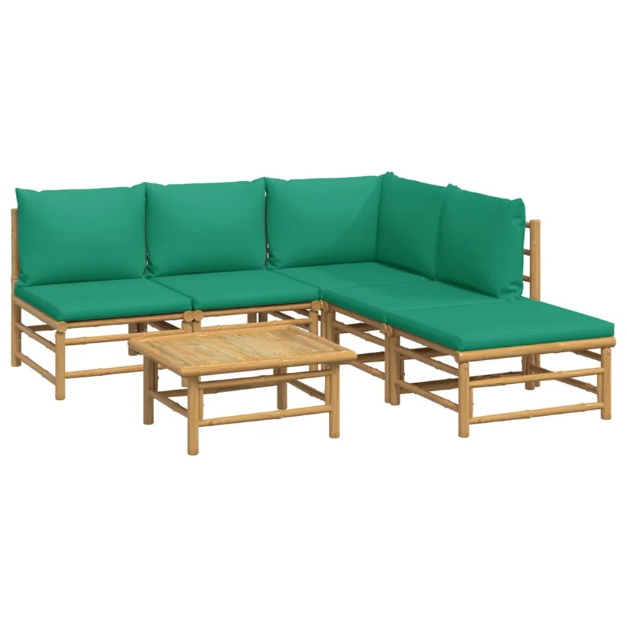 Salon de jardin 6 pcs avec coussins vert bambou - 3