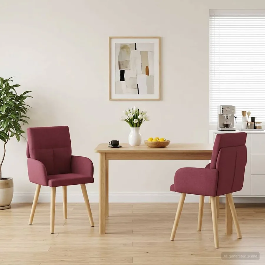 Chaises de salle à manger 2 pcs Tissu Bordeaux 60 x 56 x 96 cm