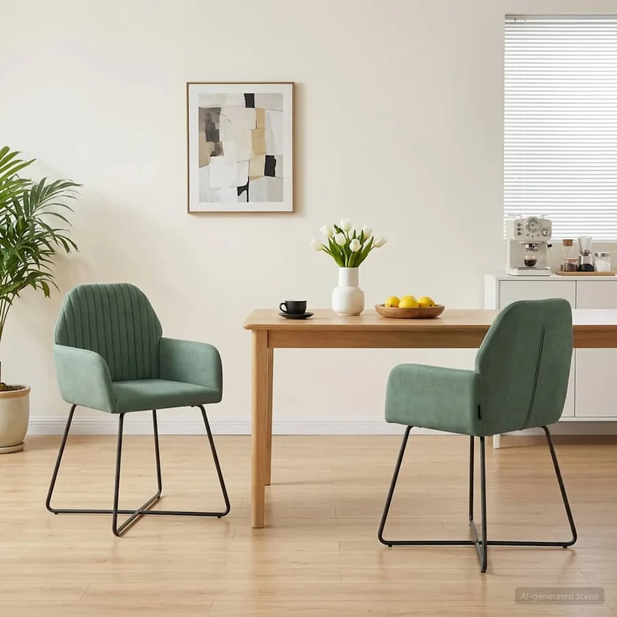 Chaises de salle à manger 2 pcs Velours Vert Mer