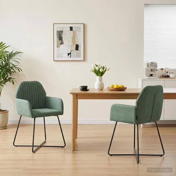 Chaises de salle à manger 2 pcs Velours Vert Mer
