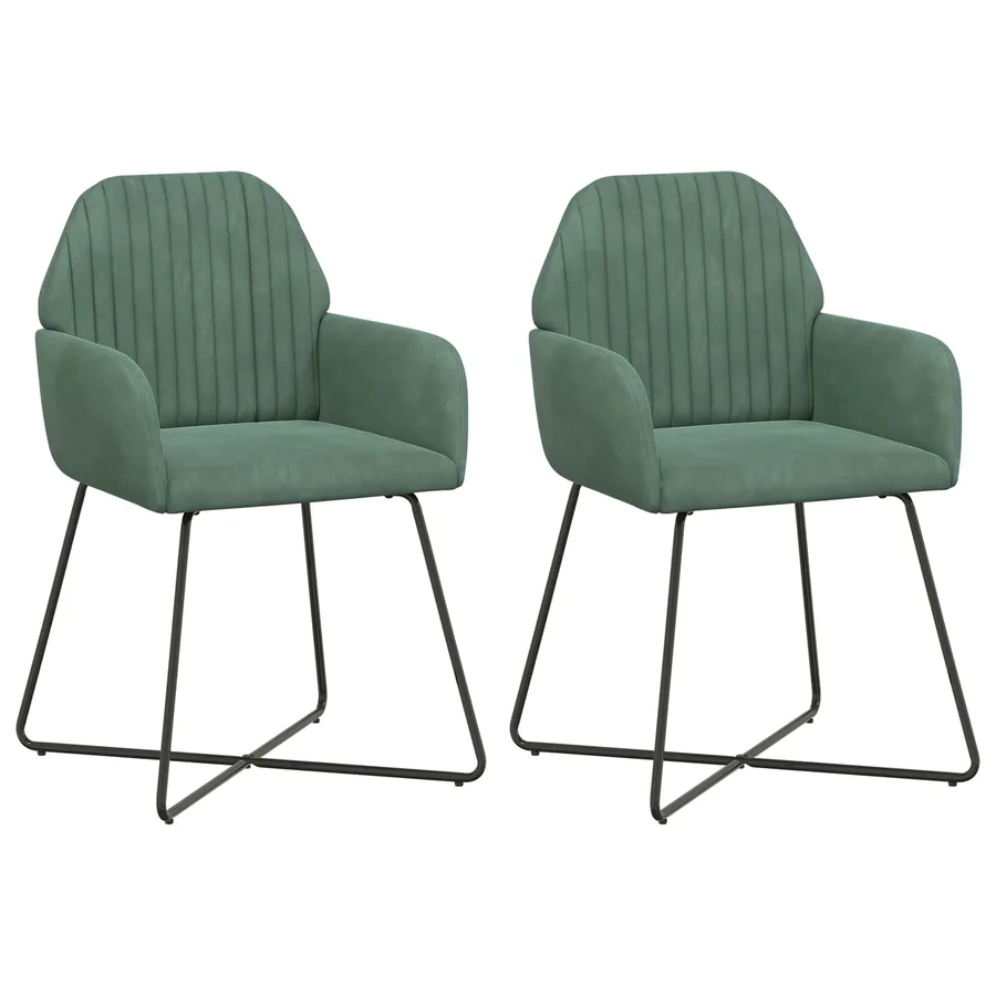 Chaises de salle à manger 2 pcs Velours Vert Mer - 2