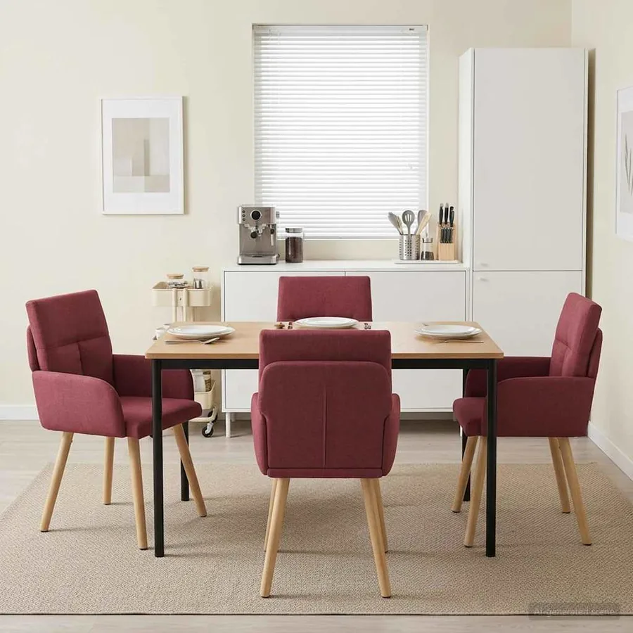 Chaises de salle à manger 4 pcs Tissu Bordeaux 60 x 56 x 96 cm