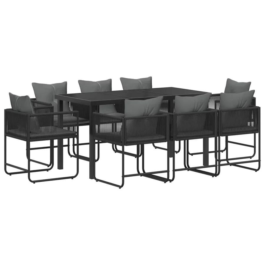 Ensemble de salle à manger pour jardin 9 pcs Noir et anthracite - 2