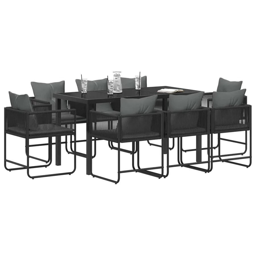 Ensemble de salle à manger pour jardin 9 pcs Noir et anthracite - 3