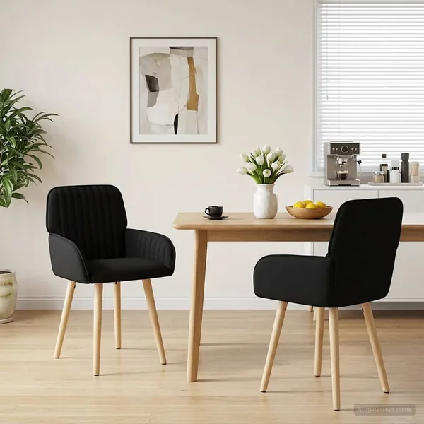 Chaises de salle à manger 2 pcs Tissu Noir 56,5 x 50 x 87,5 cm