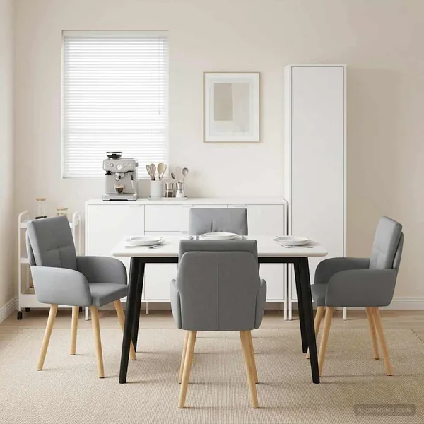 Chaises de salle à manger 4 pcs Tissu Gris clair
