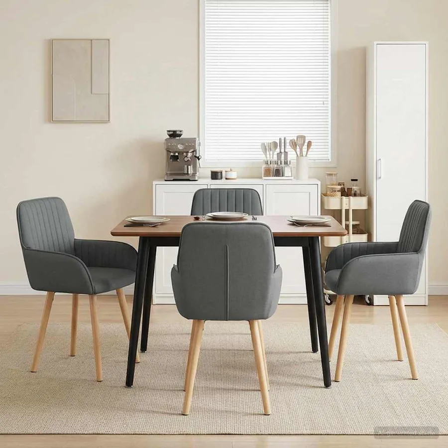 Chaises de salle à manger 4 pcs Tissu Gris foncé