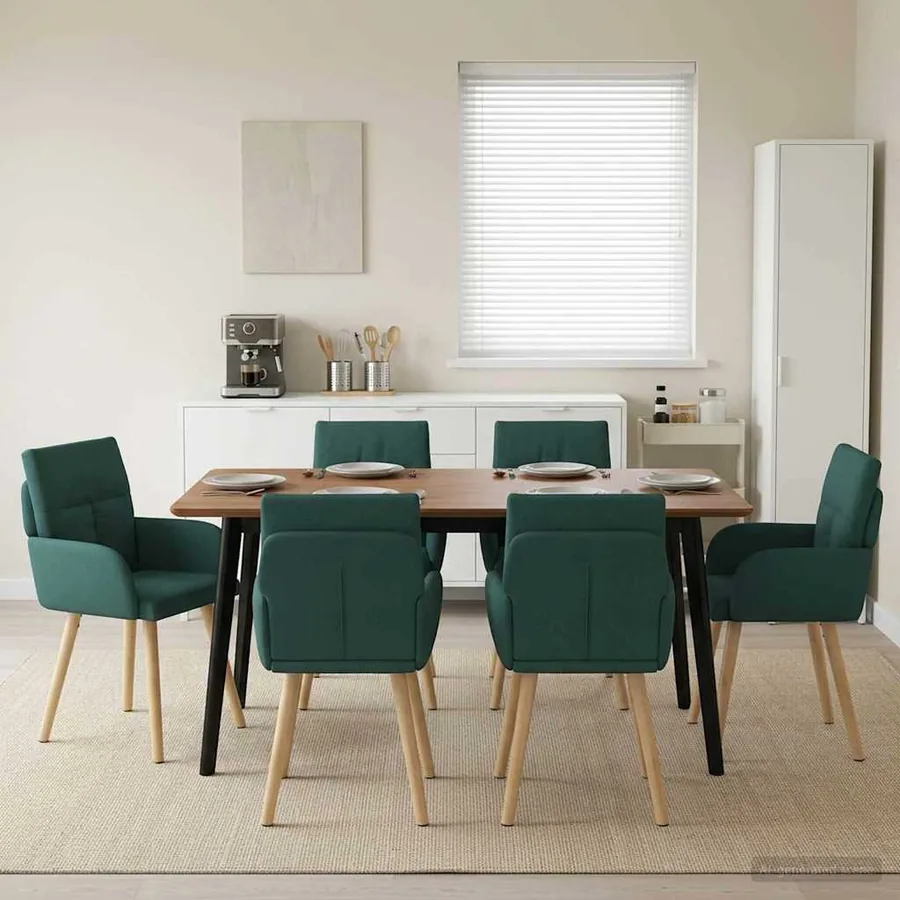 Chaises de salle à manger 6 pcs Tissu Vert foncé