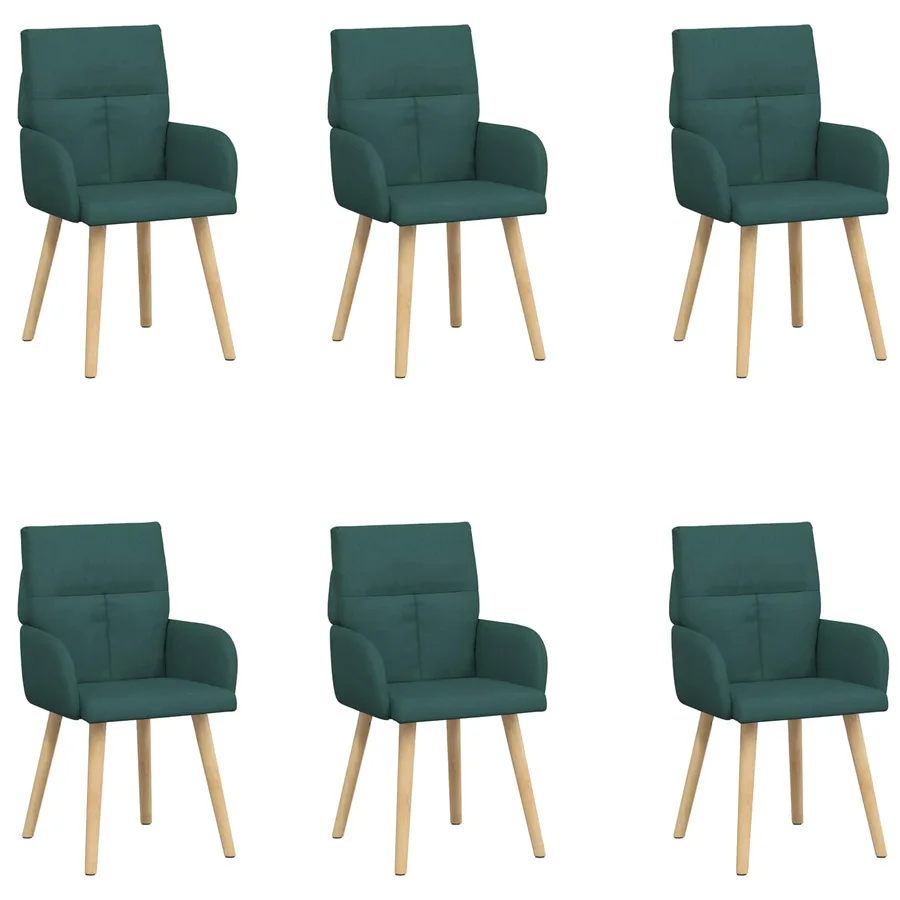 Chaises de salle à manger 6 pcs Tissu Vert foncé - 2