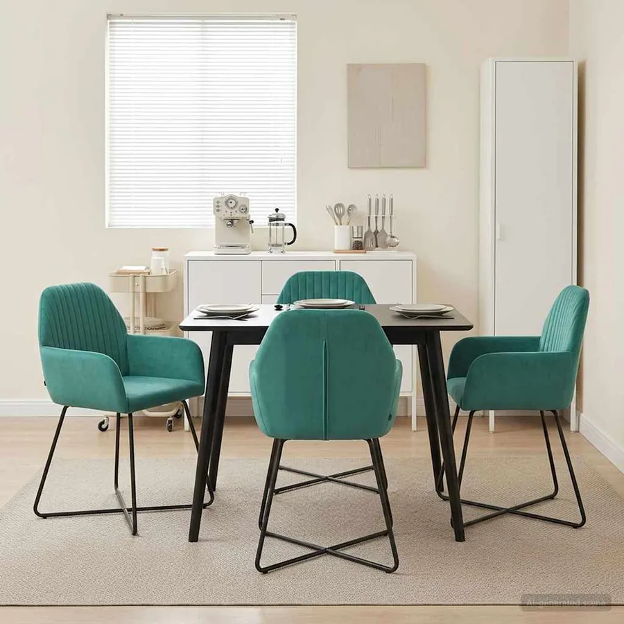 Chaises de salle à manger 4 pcs Velours Turquoise