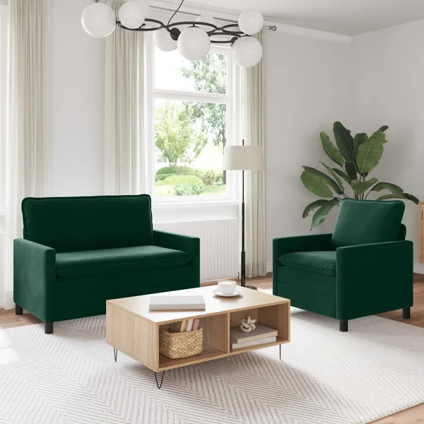 Ensemble de Canapés 2 pcs Vert foncé Velours