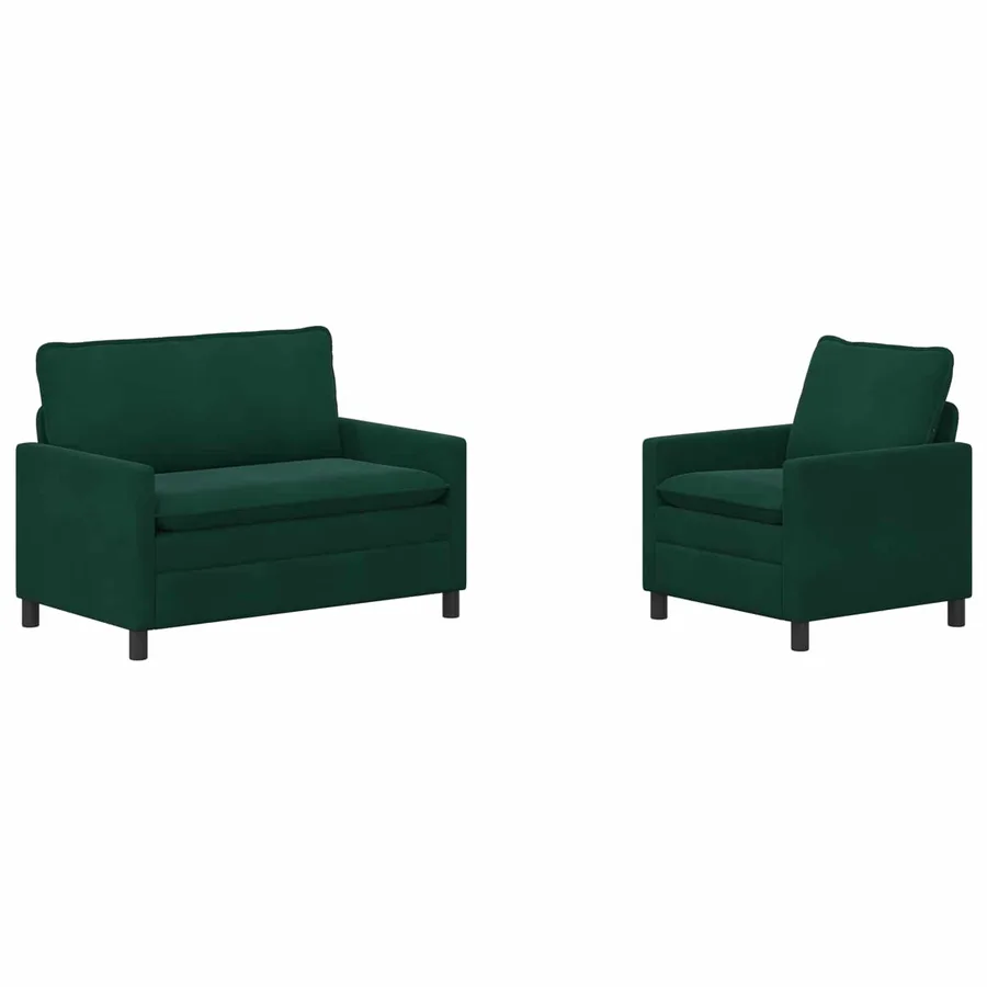 Ensemble de Canapés 2 pcs Vert foncé Velours - 2