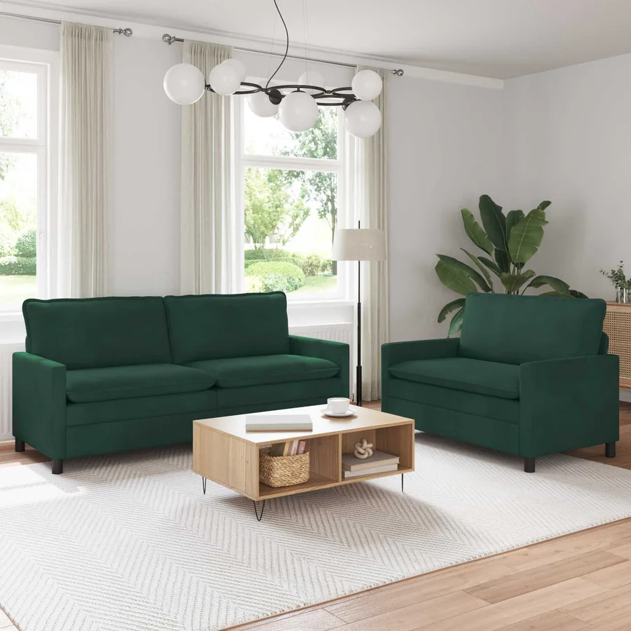 Ensemble de Canapés 2 pcs Vert foncé Velours