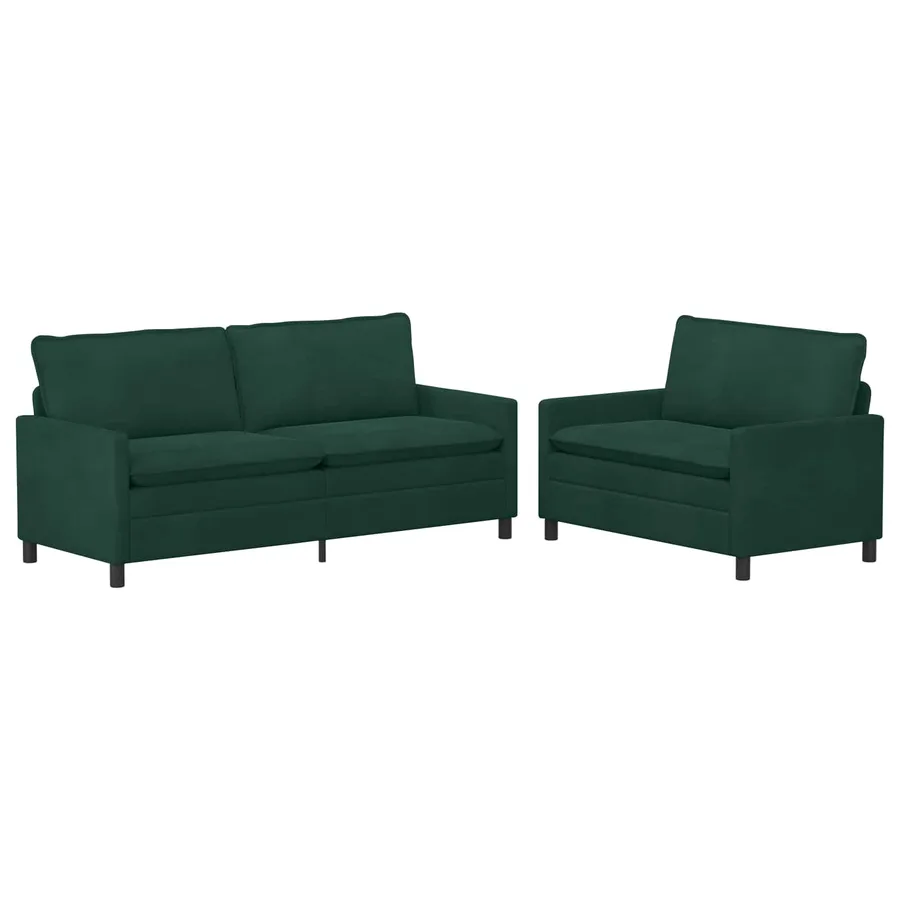 Ensemble de Canapés 2 pcs Vert foncé Velours - 2
