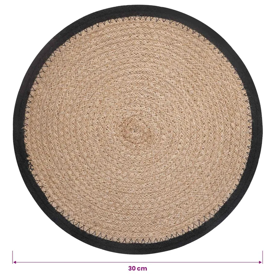 Placemets en jute 4 pcs Naturel et noir Ø 30 cm - 5