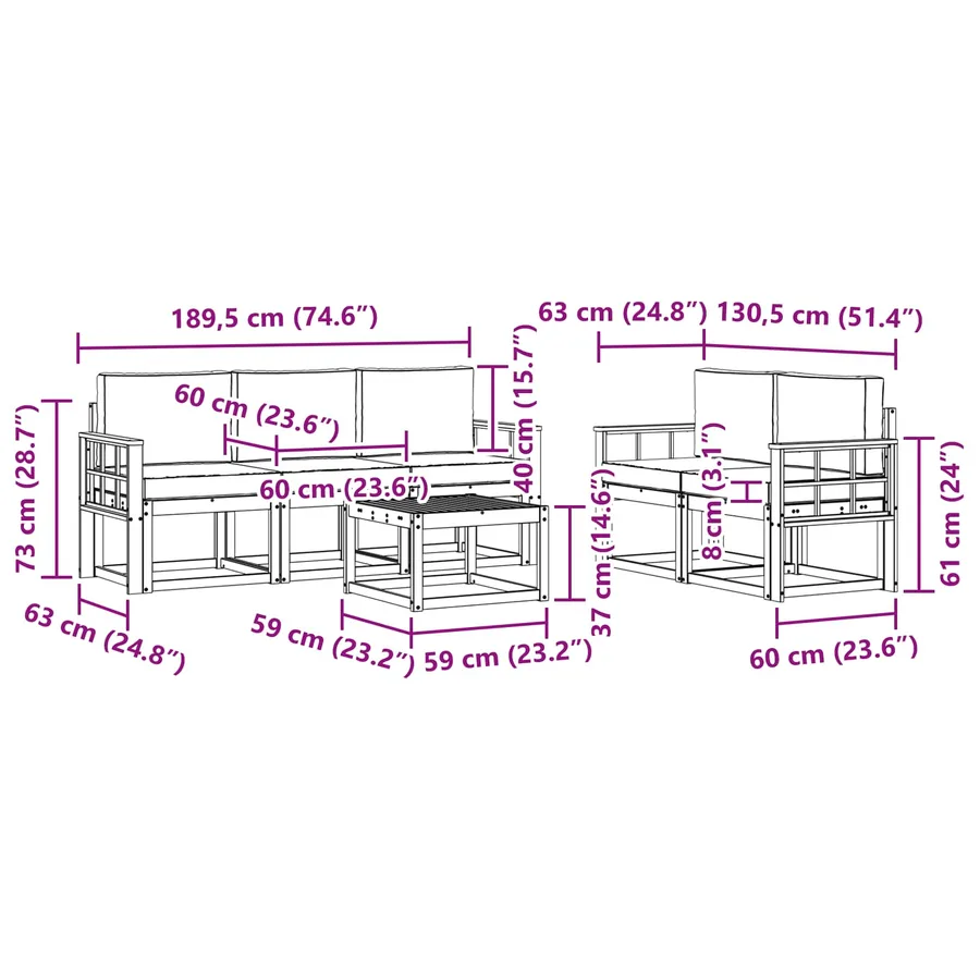 Ensemble de canapés d'extérieur 6 pcs - 7