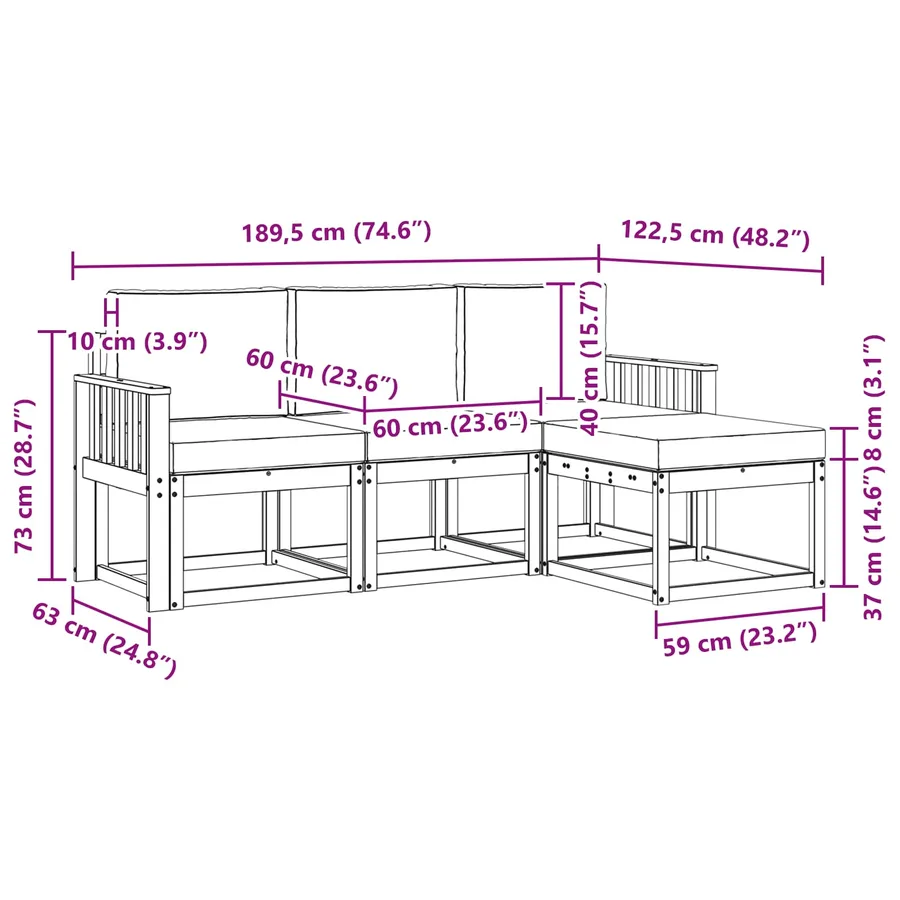 Ensemble de canapés d'extérieur 4 pcs - 6