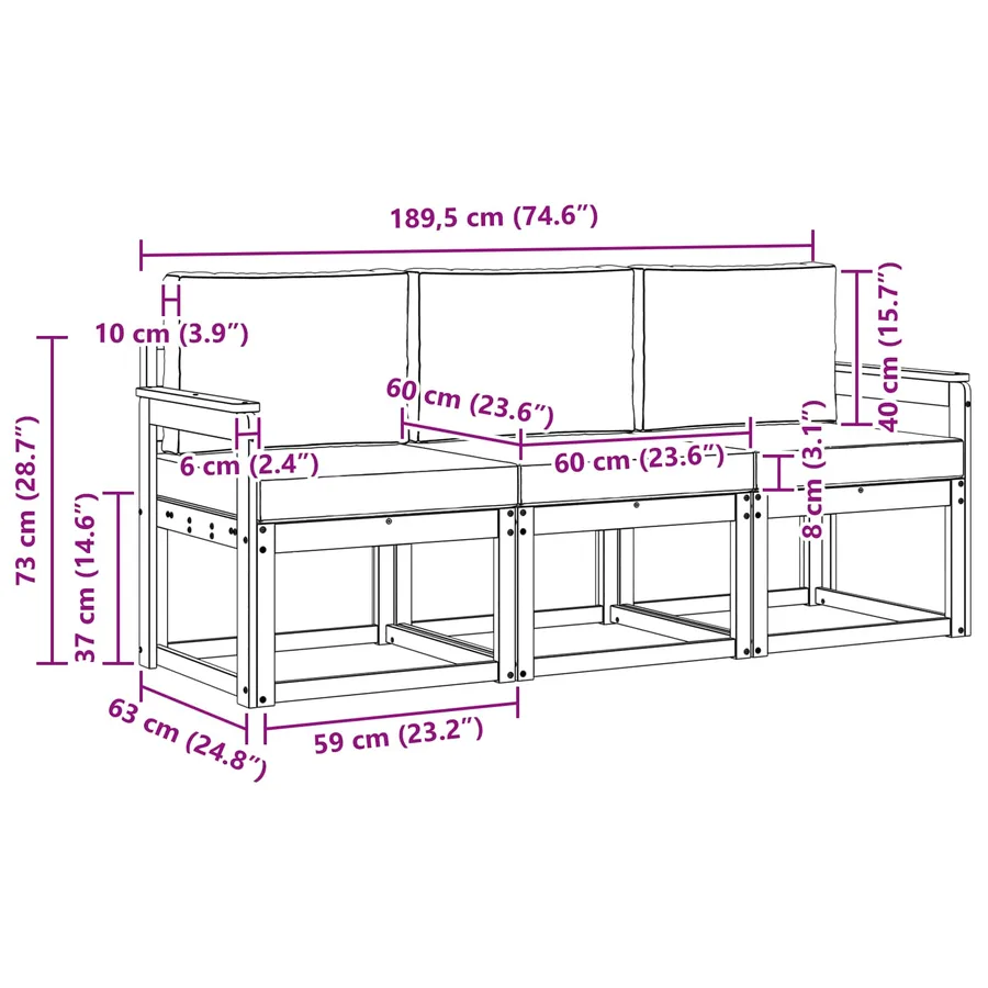 Ensemble de canapés d'extérieur 3 pcs - 6