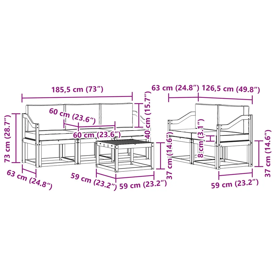 Ensemble de canapés d'extérieur 6 pcs - 7