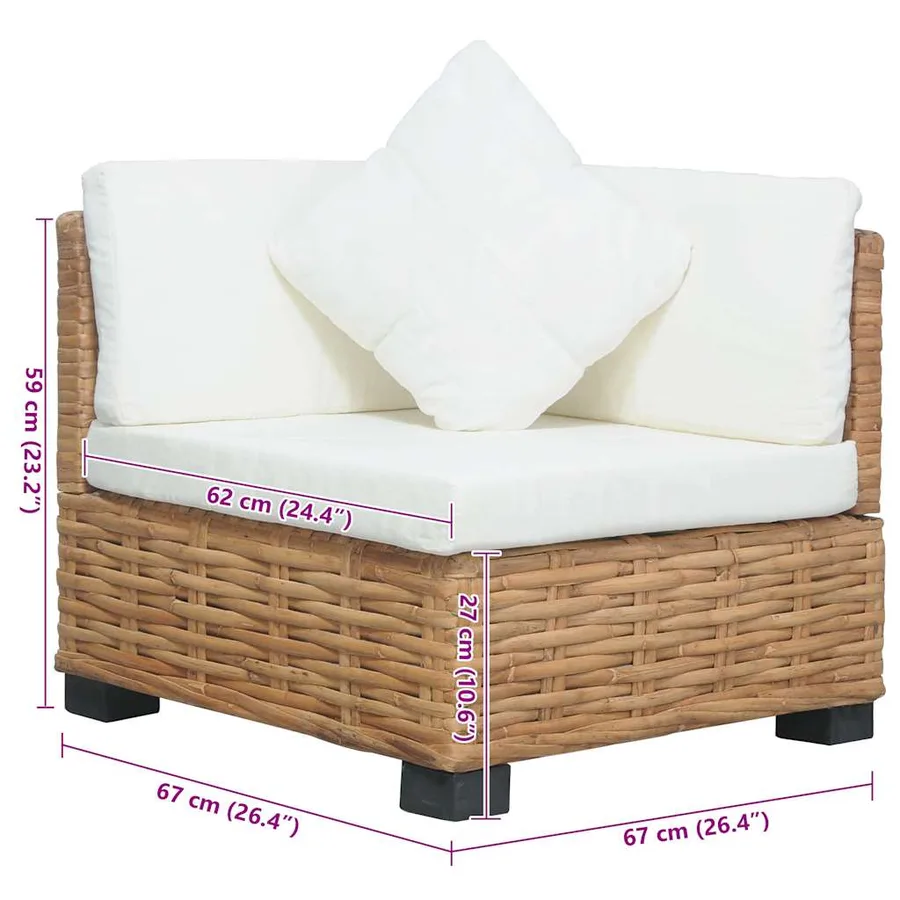 Canapé d'angle avec coussins Rotin naturel - 8