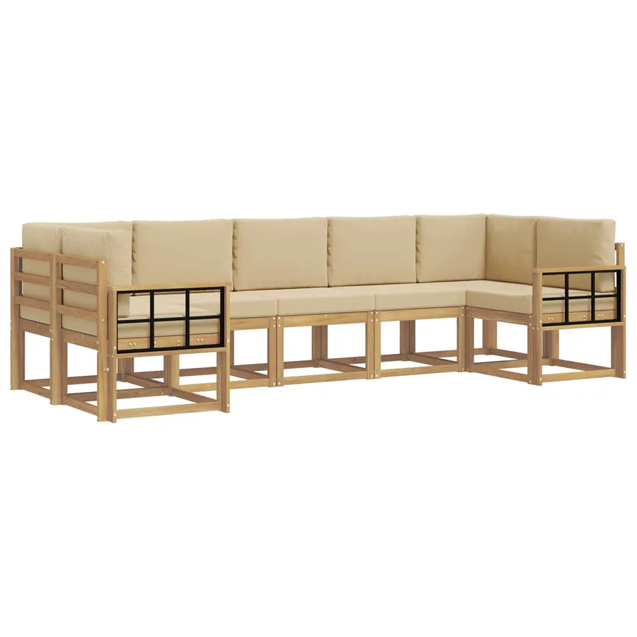 Ensemble de canapés d'extérieur 7 pc Blanc et Beige - 2