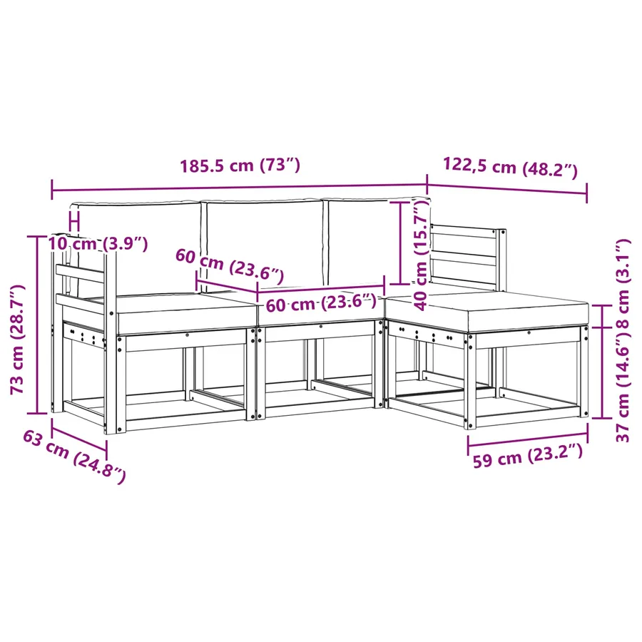 Ensemble de canapés d'extérieur 4 pcs - 6