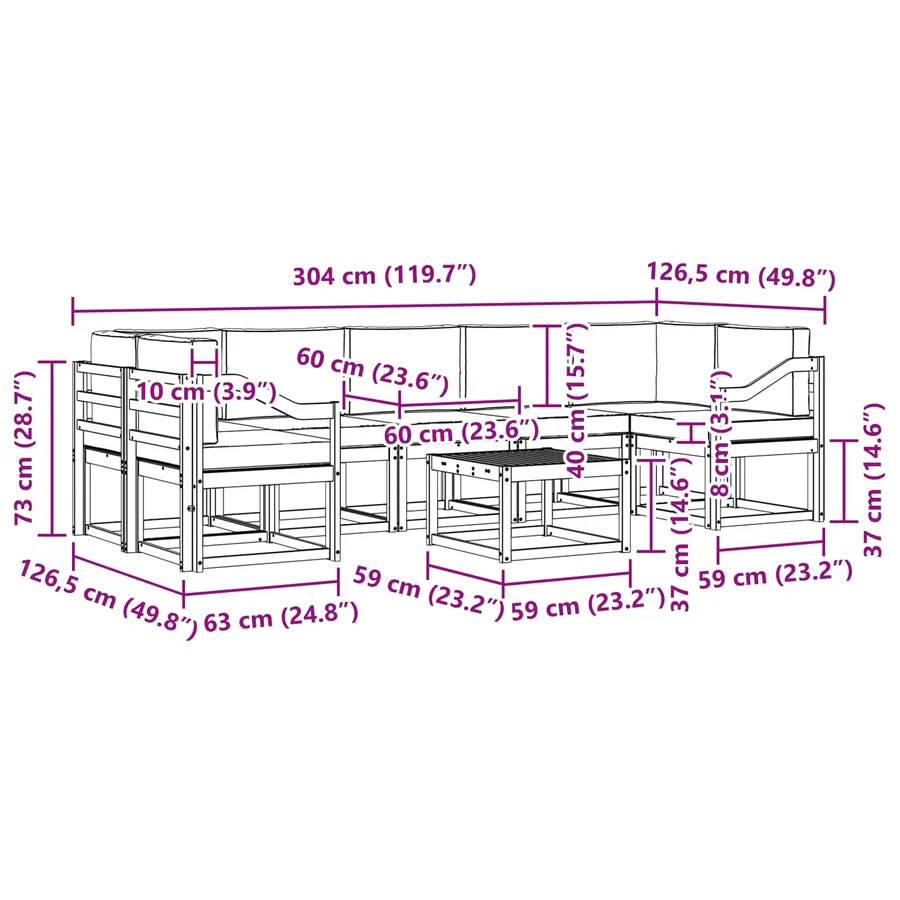 Ensemble de canapés d'extérieur 6 pcs - 7