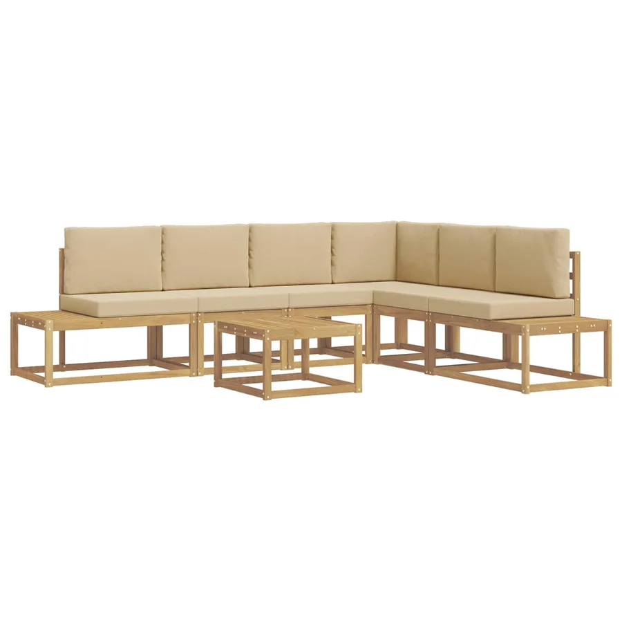 Ensemble de canapés d'extérieur 5 Pièce Blanc et Beige - 2